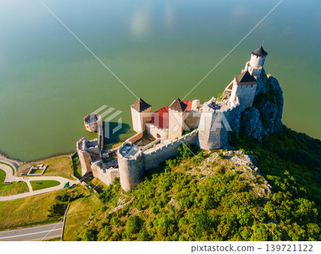Aerial view of Golubac Fortress on Danube river in Serbia Aerial view of Golubac Fortress on Danube river in Serbia 139721122