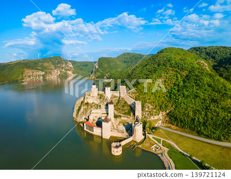 Aerial view of Golubac Fortress on Danube river in Serbia Aerial view of Golubac Fortress on Danube river in Serbia 139721124