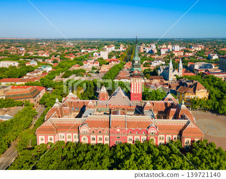Aerial view of City Hall in Subotica city, Serbia Aerial view of City Hall in Subotica city, Serbia 139721140