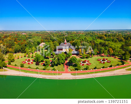 Aerial view of Grand Terrace and park at Palic Lake, Serbia Aerial view of Grand Terrace and park at Palic Lake, Serbia 139721151