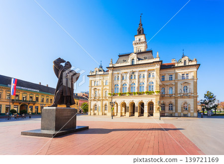 Town Hall and monument at Freedom Square in Novi Sad, Serbia Town Hall and monument at Freedom Square in Novi Sad, Serbia 139721169