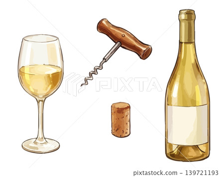 Illustrations of red wine, white wine, and sparkling wine Illustrations of red wine, white wine, and sparkling wine 139721193