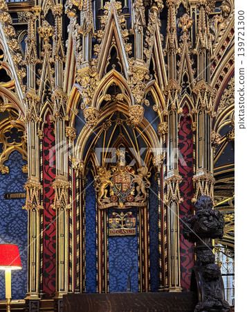 Ornate Gothic Choir Screen And Royal Crest Emblem, Westminster Abby, London Ornate Gothic Choir Screen And Royal Crest Emblem, Westminster Abby, London 139721300