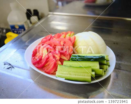 Summer vegetables served on a plate Summer vegetables served on a plate 139721941