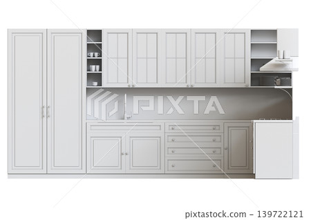Kitchen furniture isolated on transparent background, 3d illustration, cg render Kitchen furniture isolated on transparent background, 3d illustration, cg render 139722121