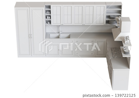 Kitchen furniture isolated on transparent background, 3d illustration, cg render 139722125