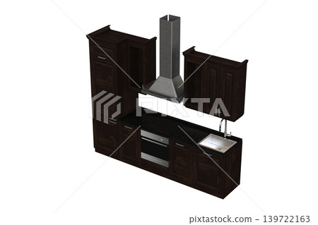 Kitchen furniture isolated on transparent background, 3d illustration, cg render Kitchen furniture isolated on transparent background, 3d illustration, cg render 139722163