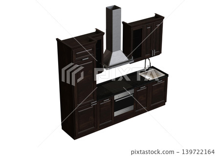 Kitchen furniture isolated on transparent background, 3d illustration, cg render Kitchen furniture isolated on transparent background, 3d illustration, cg render 139722164
