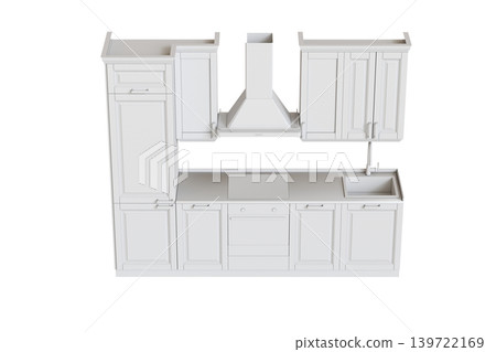 Kitchen furniture isolated on transparent background, 3d illustration, cg render Kitchen furniture isolated on transparent background, 3d illustration, cg render 139722169