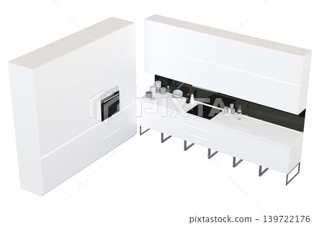 Kitchen furniture isolated on transparent background, 3d illustration, cg render 139722176