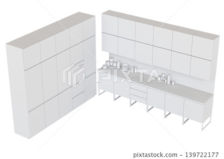 Kitchen furniture isolated on transparent background, 3d illustration, cg render Kitchen furniture isolated on transparent background, 3d illustration, cg render 139722177