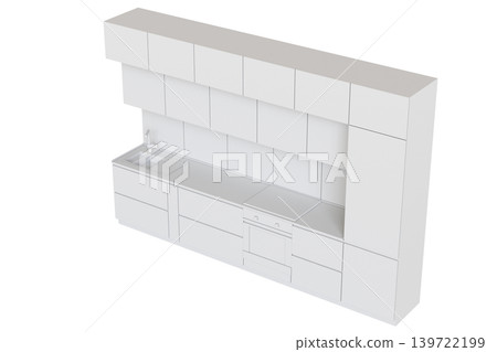 Kitchen furniture isolated on transparent background, 3d illustration, cg render Kitchen furniture isolated on transparent background, 3d illustration, cg render 139722199