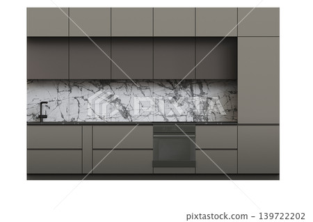 Kitchen furniture isolated on transparent background, 3d illustration, cg render Kitchen furniture isolated on transparent background, 3d illustration, cg render 139722202