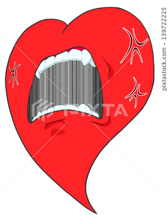 Illustration of a heart that is angry and shouting Illustration of a heart that is angry and shouting 139722225
