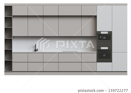 Kitchen furniture isolated on transparent background, 3d illustration, cg render Kitchen furniture isolated on transparent background, 3d illustration, cg render 139722277