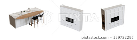 Kitchen furniture isolated on transparent background, 3d illustration, cg render Kitchen furniture isolated on transparent background, 3d illustration, cg render 139722295
