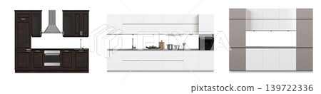 Kitchen furniture isolated on transparent background, 3d illustration, cg render Kitchen furniture isolated on transparent background, 3d illustration, cg render 139722336