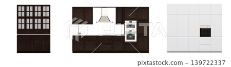 Kitchen furniture isolated on transparent background, 3d illustration, cg render Kitchen furniture isolated on transparent background, 3d illustration, cg render 139722337