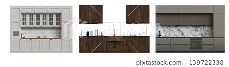Kitchen furniture isolated on transparent background, 3d illustration, cg render Kitchen furniture isolated on transparent background, 3d illustration, cg render 139722338