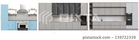 Kitchen furniture isolated on transparent background, 3d illustration, cg render Kitchen furniture isolated on transparent background, 3d illustration, cg render 139722339