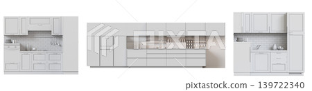Kitchen furniture isolated on transparent background, 3d illustration, cg render Kitchen furniture isolated on transparent background, 3d illustration, cg render 139722340