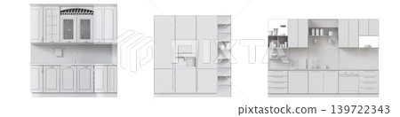 Kitchen furniture isolated on transparent background, 3d illustration, cg render Kitchen furniture isolated on transparent background, 3d illustration, cg render 139722343