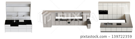 Kitchen furniture isolated on transparent background, 3d illustration, cg render Kitchen furniture isolated on transparent background, 3d illustration, cg render 139722359