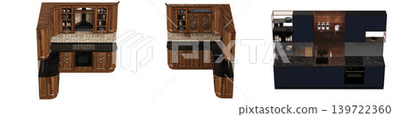 Kitchen furniture isolated on transparent background, 3d illustration, cg render Kitchen furniture isolated on transparent background, 3d illustration, cg render 139722360