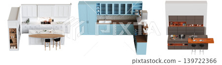 Kitchen furniture isolated on transparent background, 3d illustration, cg render Kitchen furniture isolated on transparent background, 3d illustration, cg render 139722366