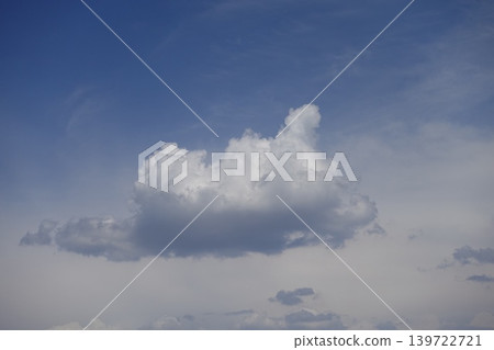 一張夏日天空背景照片,朵朵白雲漂浮在藍天之上。 一張夏日天空背景照片,朵朵白雲漂浮在藍天之上。 139722721