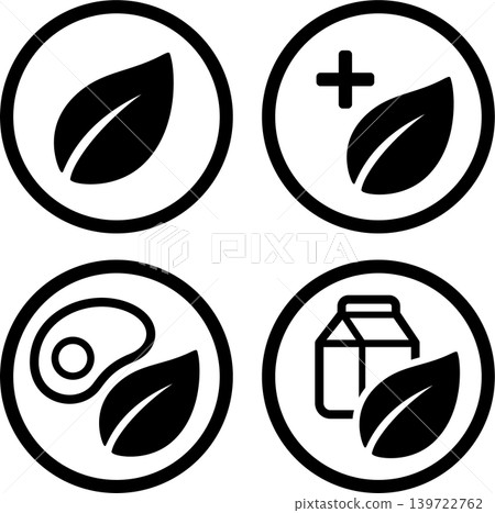 Vegan and vegetarian diet icons Vegan and vegetarian diet icons 139722762