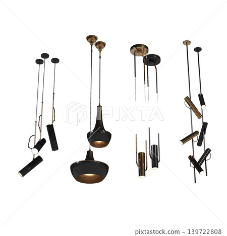 chandelier on the ceiling isolated on transparent background, hanging lamp, pendant light, 3D illustration, cg render chandelier on the ceiling isolated on transparent background, hanging lamp, pendant light, 3D illustration, cg render 139722808