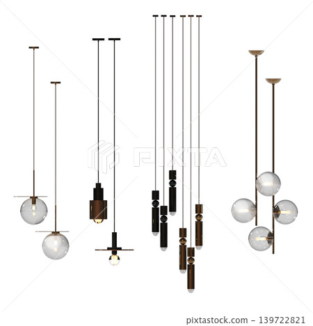chandelier on the ceiling isolated on transparent background, hanging lamp, pendant light, 3D illustration, cg render chandelier on the ceiling isolated on transparent background, hanging lamp, pendant light, 3D illustration, cg render 139722821