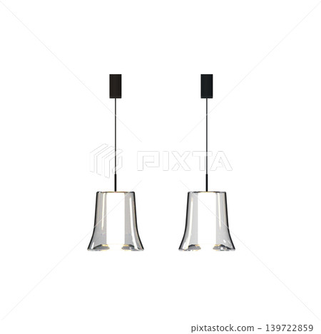 chandelier on the ceiling isolated on transparent background, hanging lamp, pendant light, 3D illustration, cg render 139722859