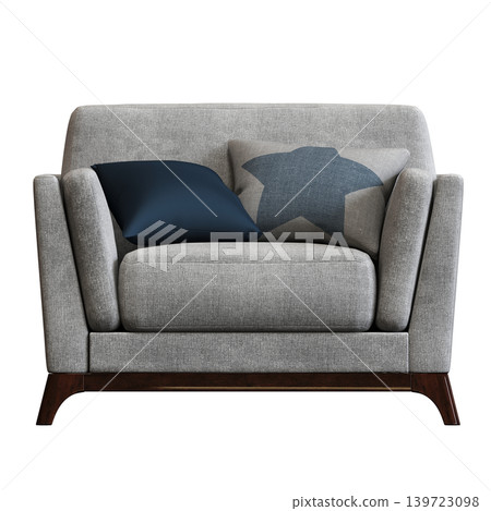 armchair isolate on a transparent background, comfortable furniture for home interior, 3D illustration, cg render 139723098