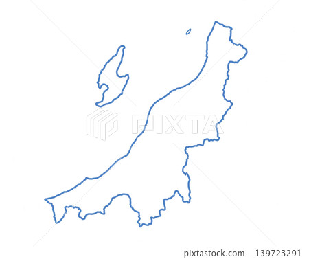 新潟縣 - 空白地圖 - 藍色邊框 139723291