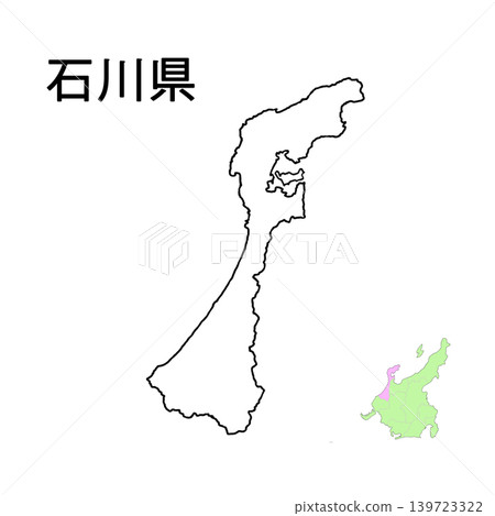 石川縣 - 空白地圖 - 沒有標示縣府所在地。 石川縣 - 空白地圖 - 沒有標示縣府所在地。 139723322