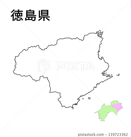 德島縣 - 空白地圖(未標示縣府所在地) 德島縣 - 空白地圖(未標示縣府所在地) 139723362