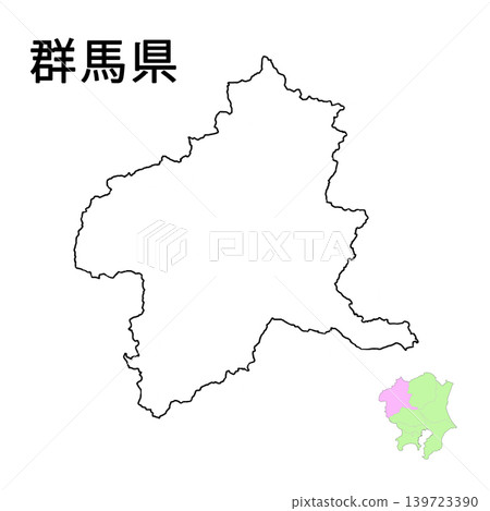 Gunma Prefecture - Blank Map - No indication of the prefectural capital. 139723390