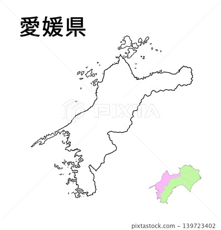 Ehime Prefecture - Blank Map (Prefectural Capital Not Indicated) Ehime Prefecture - Blank Map (Prefectural Capital Not Indicated) 139723402
