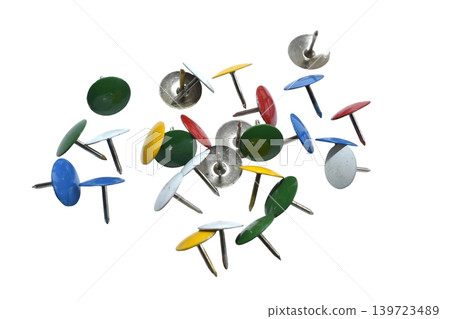 A set of metal pushpins A set of metal pushpins 139723489
