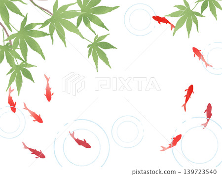 金魚和藍色楓葉相框 金魚和藍色楓葉相框 139723540