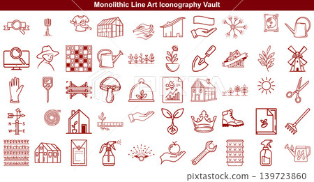 Professional gardening and agriculture line icon set for horticulture business branding and landscaping project designs 139723860