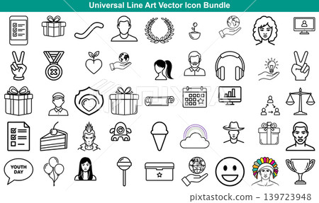 Set of universal vector line art icons depicting various social business and lifestyle concepts for design Set of universal vector line art icons depicting various social business and lifestyle concepts for design 139723948