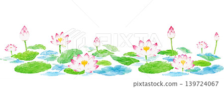 Watercolor Lotus Flower Frame (Transparent Background) Watercolor Lotus Flower Frame (Transparent Background) 139724067