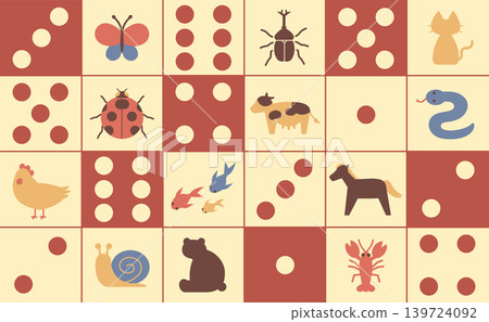 Stylish wallpaper featuring summer creatures and dice Stylish wallpaper featuring summer creatures and dice 139724092