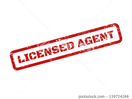 A distinct red grunge rubber stamp text reading Licensed Agent for professional representation A distinct red grunge rubber stamp text reading Licensed Agent for professional representation 139724266