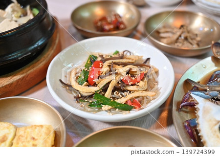 Traditional Korean Glass Noodle Stir Fry Japchae with Vegetables Traditional Korean Glass Noodle Stir Fry Japchae with Vegetables 139724399
