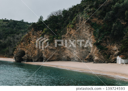 Amazing view of the Adriatic sea and Mogren beach near Budva. Travel destination in Montenegro. Amazing view of the Adriatic sea and Mogren beach near Budva. Travel destination in Montenegro. 139724593