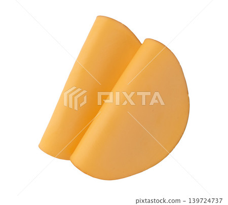 melted cheese slices folded isolated 139724737